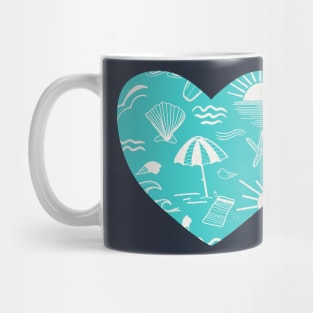 Beach Day Aqua and White Mug